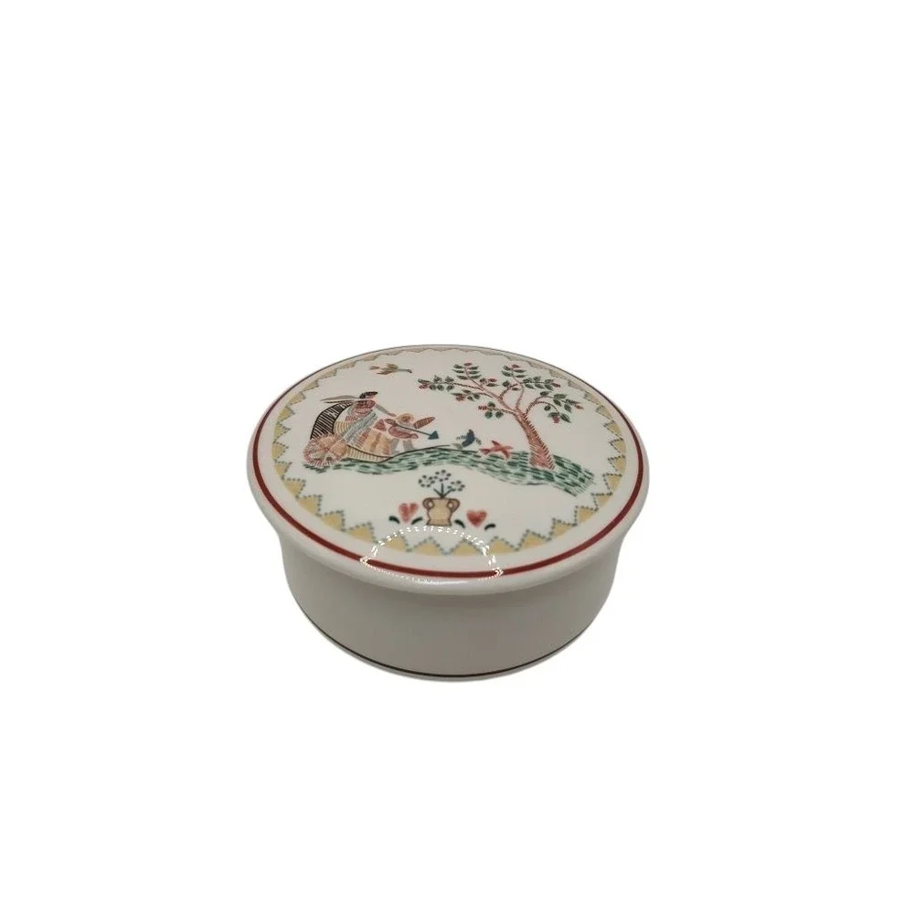 Villeroy and Boch American Sampler Trinket Box with Lid Vintage 1980s Luxembourg